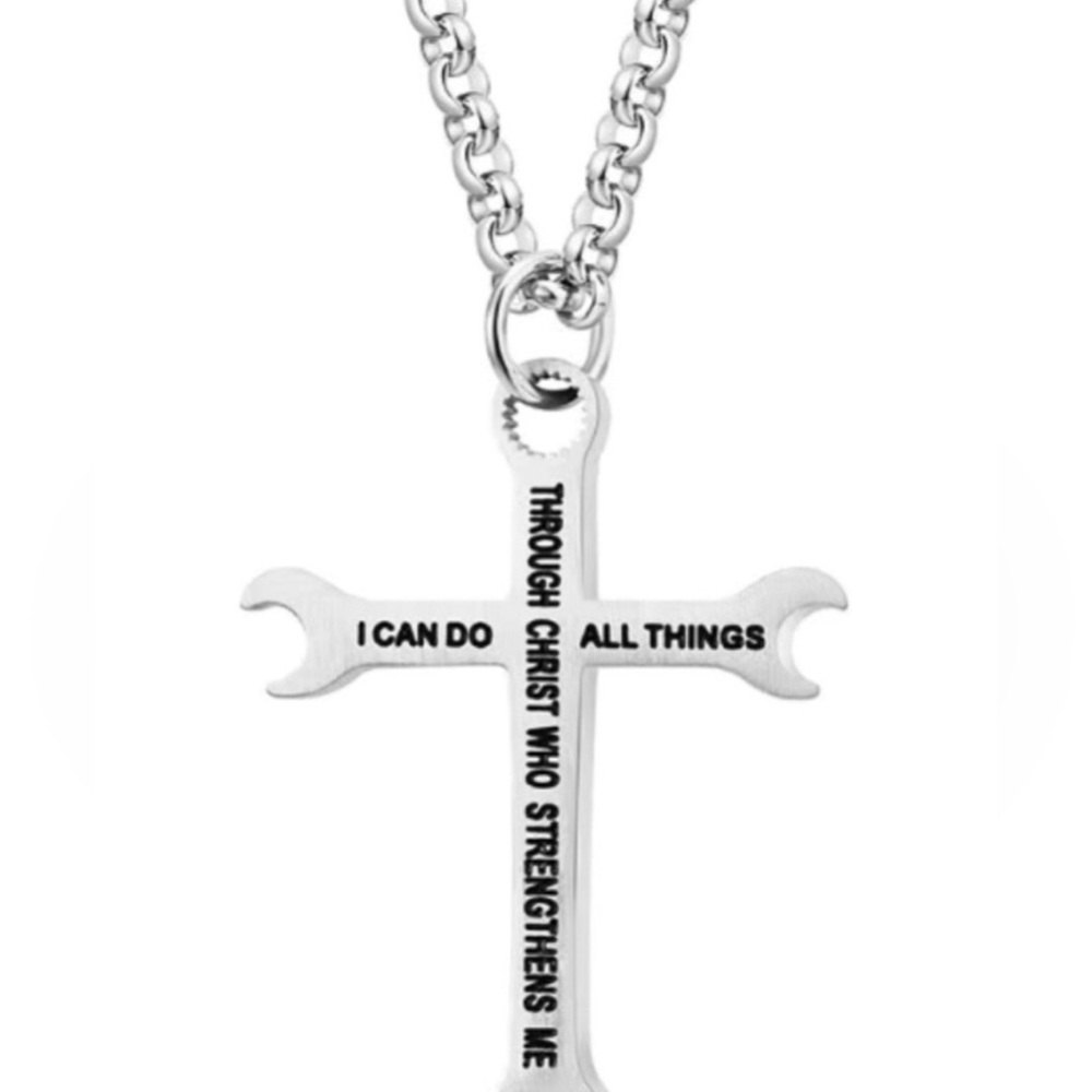 Cross Necklace I Can Do All Things Stainless Steel